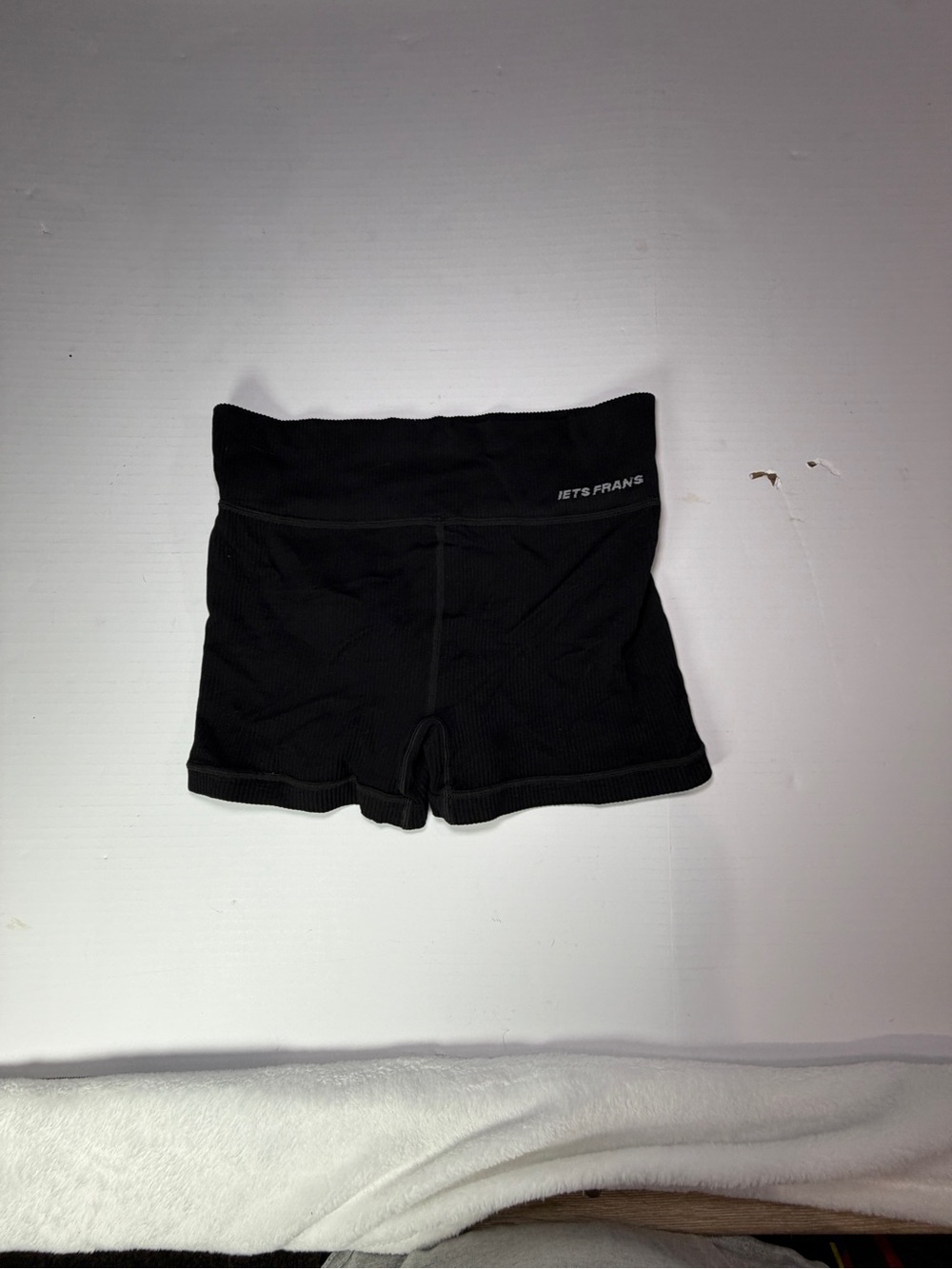 Iets Frans Black Ribbed High-Waist Bike Shorts